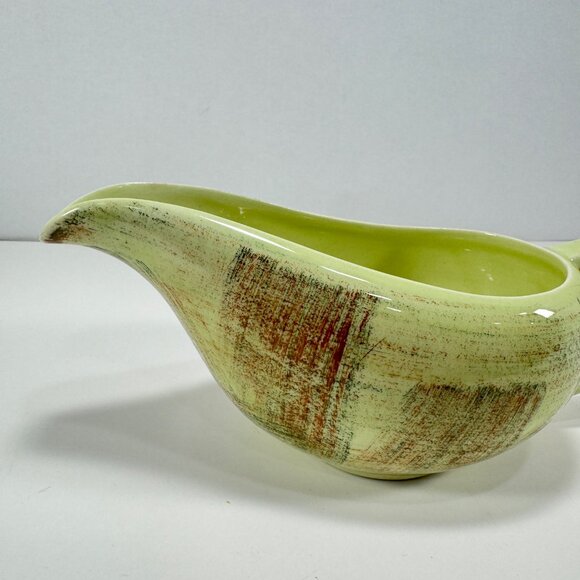 Vintage Vernon Ware Raffia Gravy Boat Green Brown Mid Century MCM - Picture 8 of 13